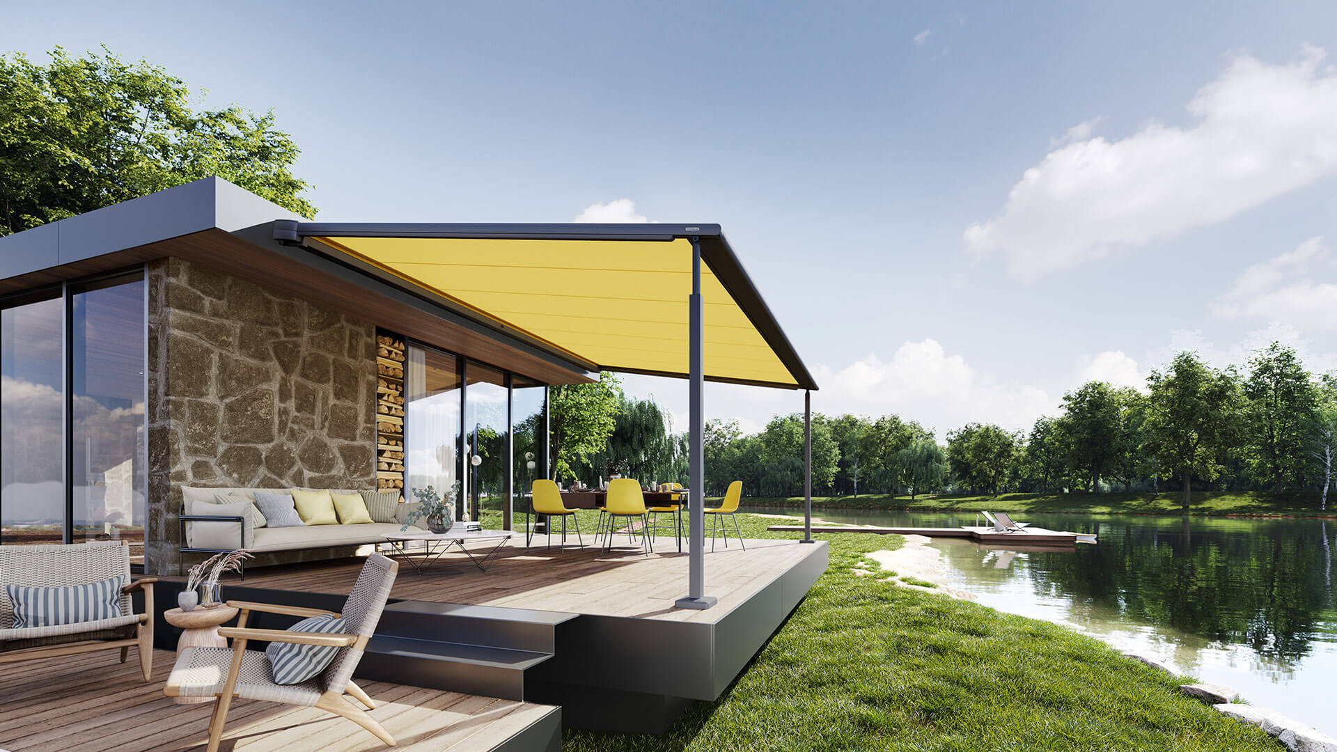 markilux-pergola-cubic-grau-mit-gelbem-tuch-an-einem-haus-am-see_optimized